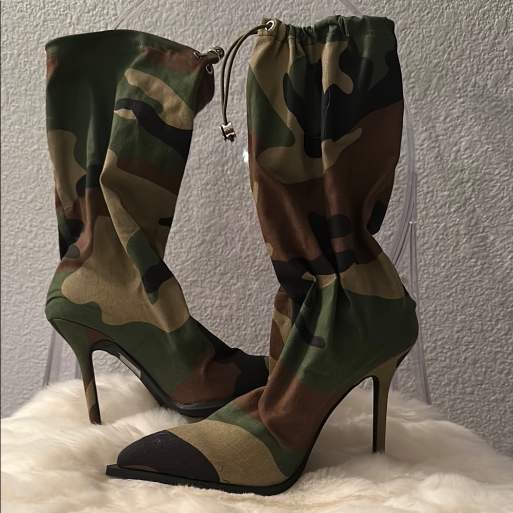 Azalea Wang Camouflage Stiletto Boots
